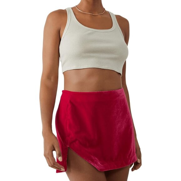 HP 🎉 NWT Free People Annalise Velvet Skirt in Pink Phenom - Picture 2 of 10